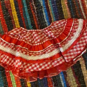 Red and white floral skirt